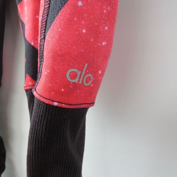 Alo Womens Goddess Black Legging Women's Small Red Geometric Space Pattern - Picture 9 of 14